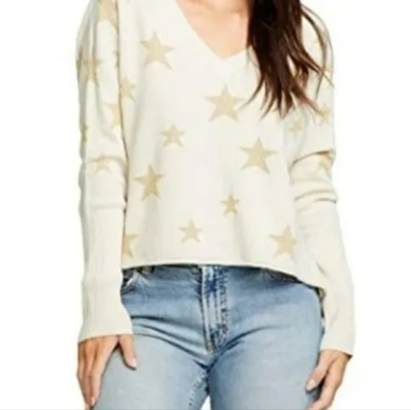 Chaser v-neck crop star sweater - Picture 1 of 5